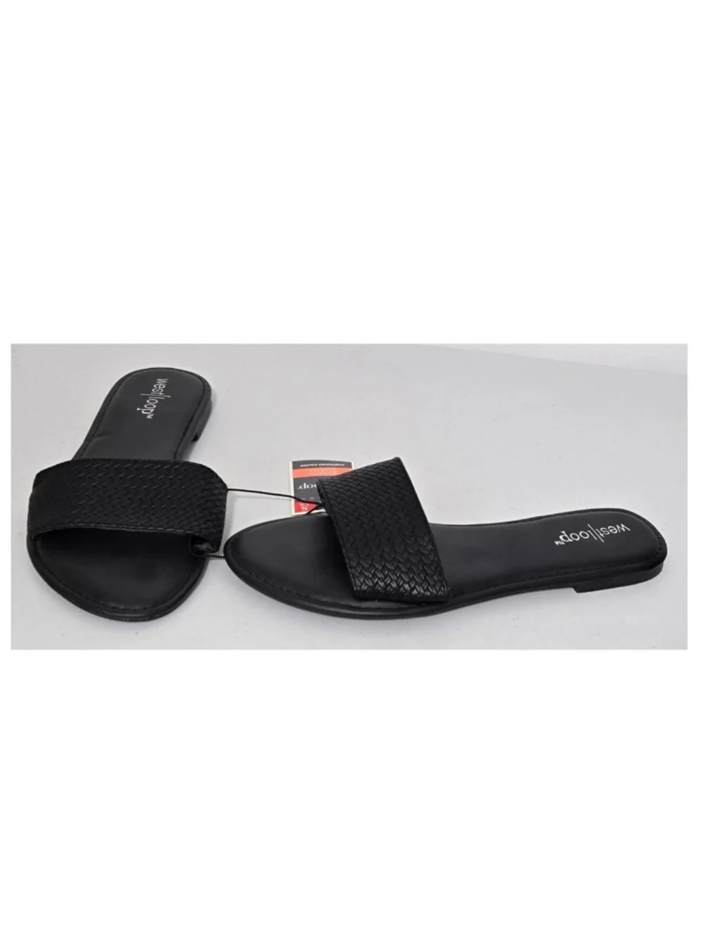 New West Loop Sandals Womens Small 5 6 Slides Black Open Toe Shoes NWT